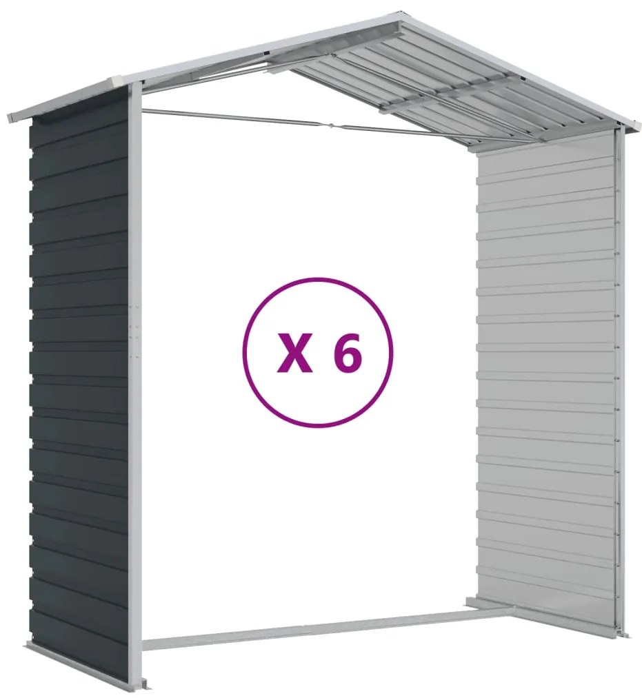 Abrigo de jardim 191x555x198 cm aço galvanizado antracite