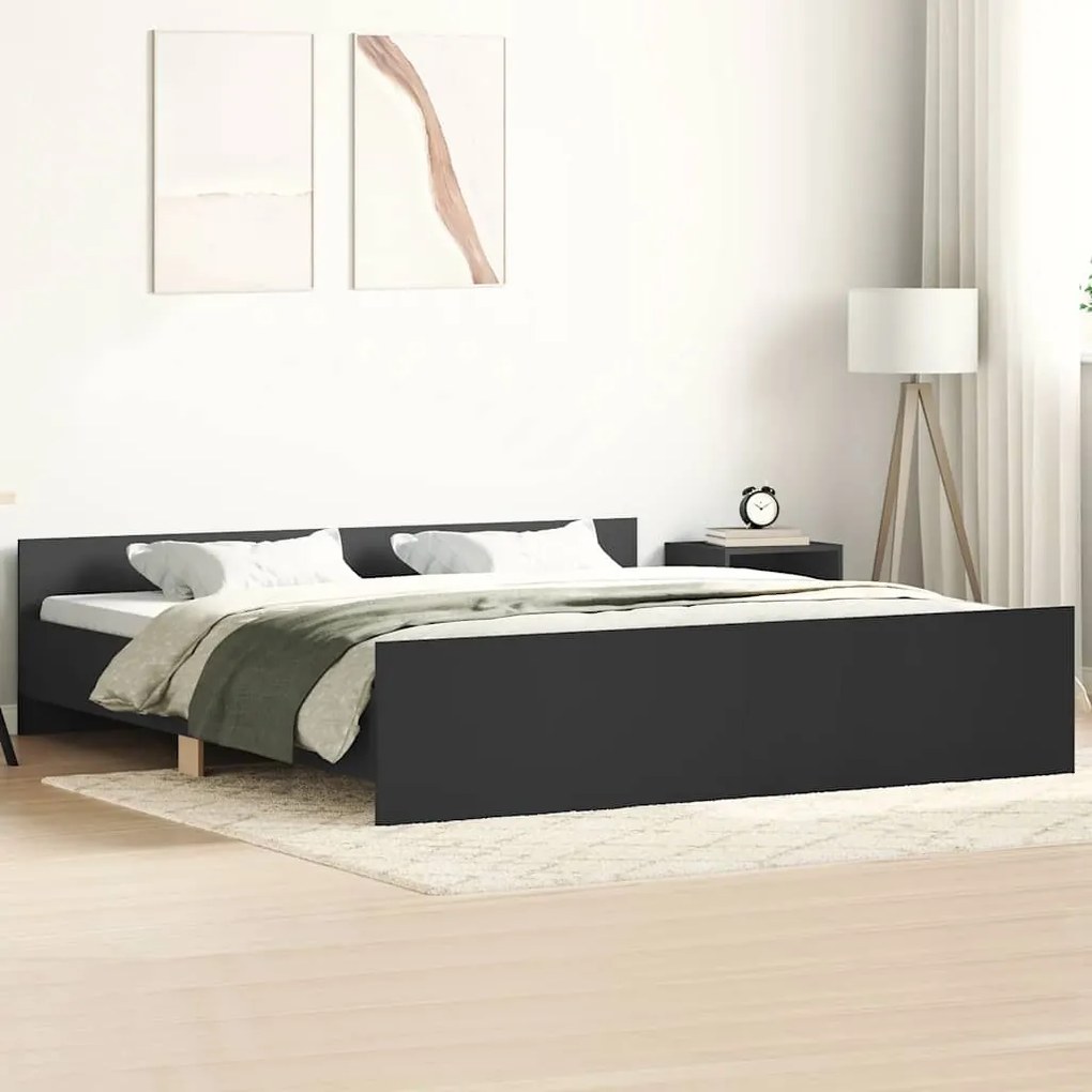 Estrutura de cama com cabeceira e pés 180x200 cm preto