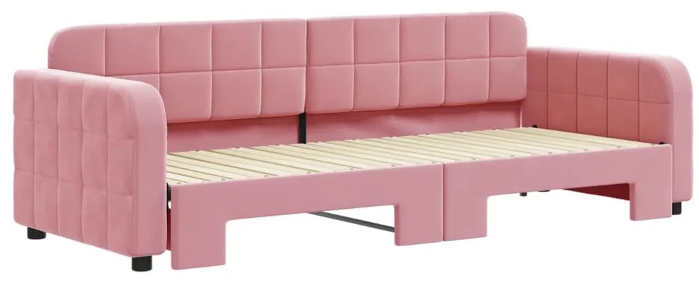 Sofá-cama com gavetão 80x200 cm veludo rosa