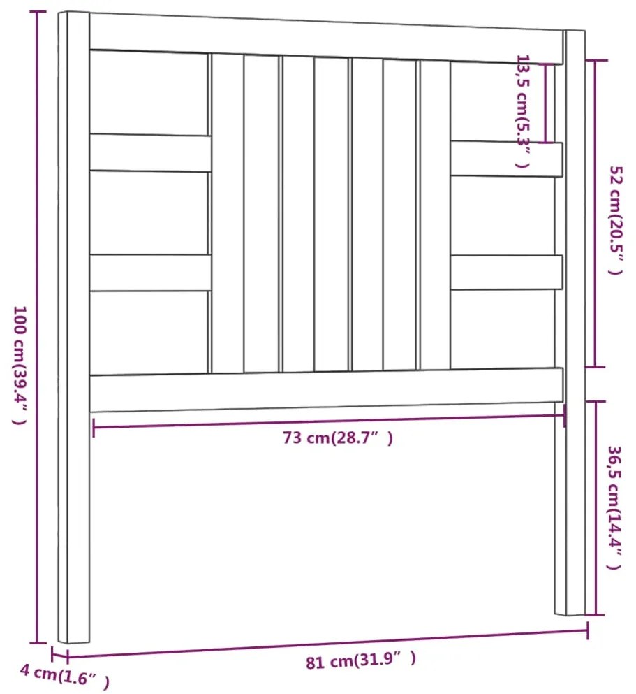 Cabeceira de cama 81x4x100 cm pinho maciço castanho mel