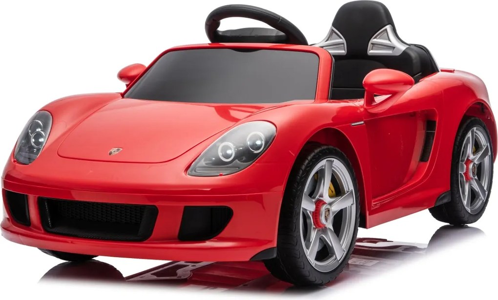 Carro elétrico para Crianças 12V de 2 a 5 anos Porsche 911 Carrera, Rodas de espuma EVA, Assento Couro ecológico e controlo remoto vermelho