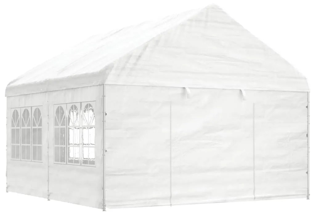 Gazebo com telhado 4,46x4,08x3,22 m polietileno branco