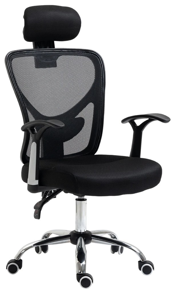 Cadeira de Escritório Ergonômica Cadeira de Escritório Giratória com Altura Ajustável Função Reclinável Apoio para a Cabeça e Suporte Lombar 65x67x108