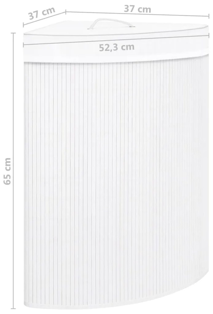 Cesto de canto para roupa suja 60 L bambu branco