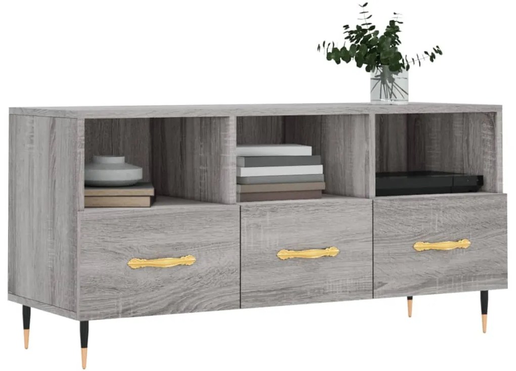 Móvel de TV 102x36x50 cm derivados de madeira cinzento sonoma