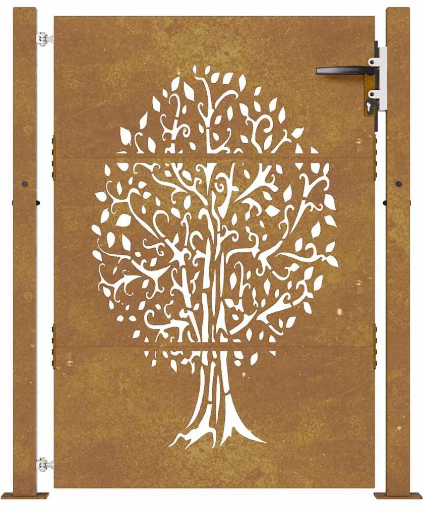 Portão de jardim 105x130 cm aço corten design árvore
