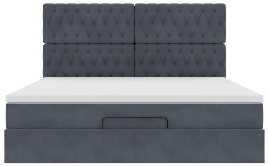Estrutura cama otomana colchões 160x200 cm cinzento escuro