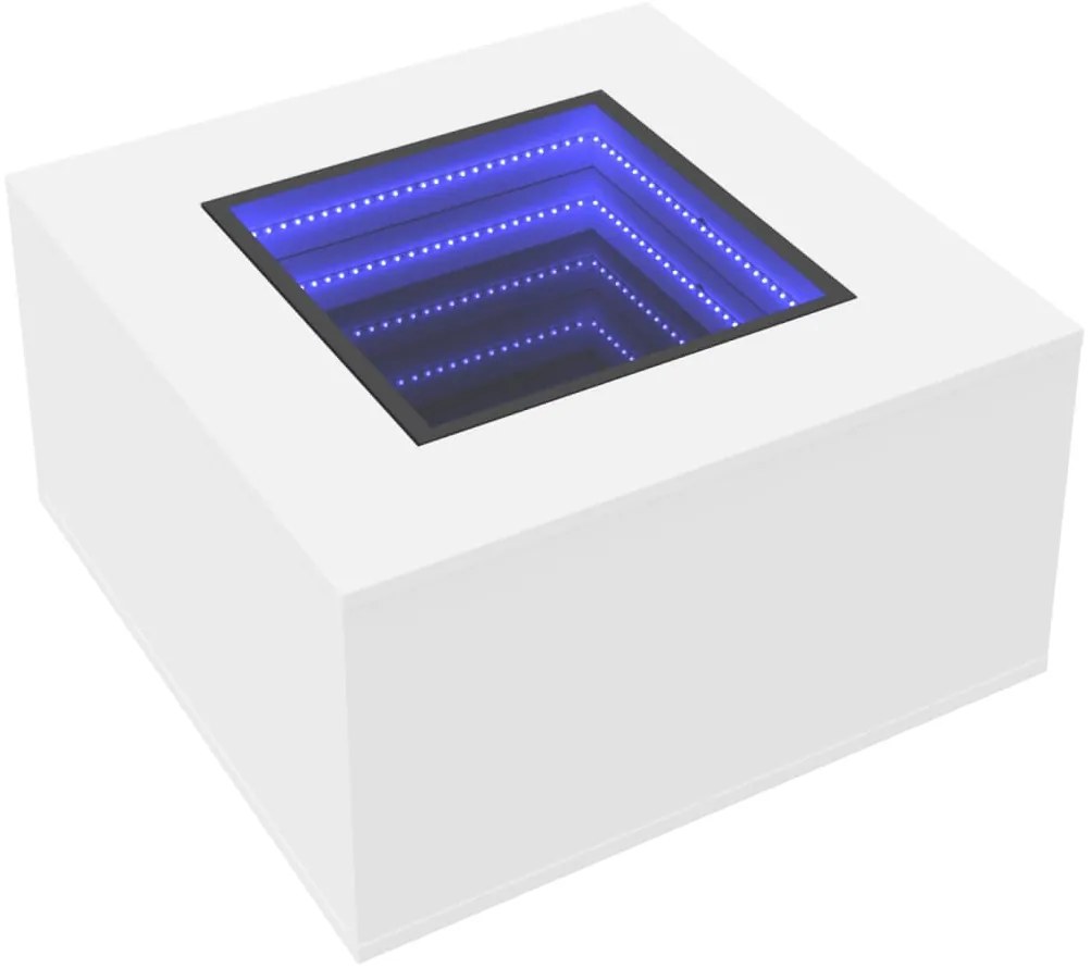 Mesa de centro c/LEDs 60x60x40cm contraplacado branco brilhante