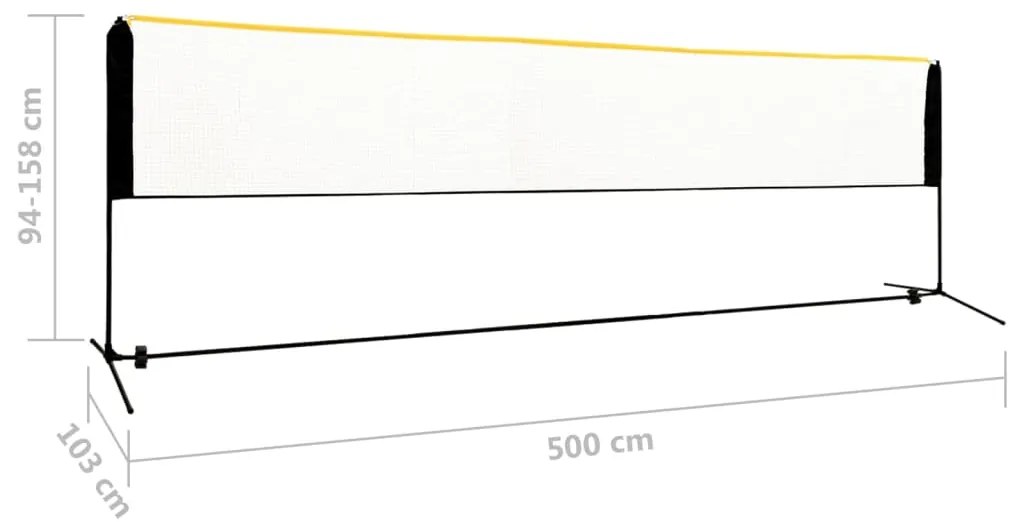 Rede de badmínton ajustável 500x103x94-158 cm metal