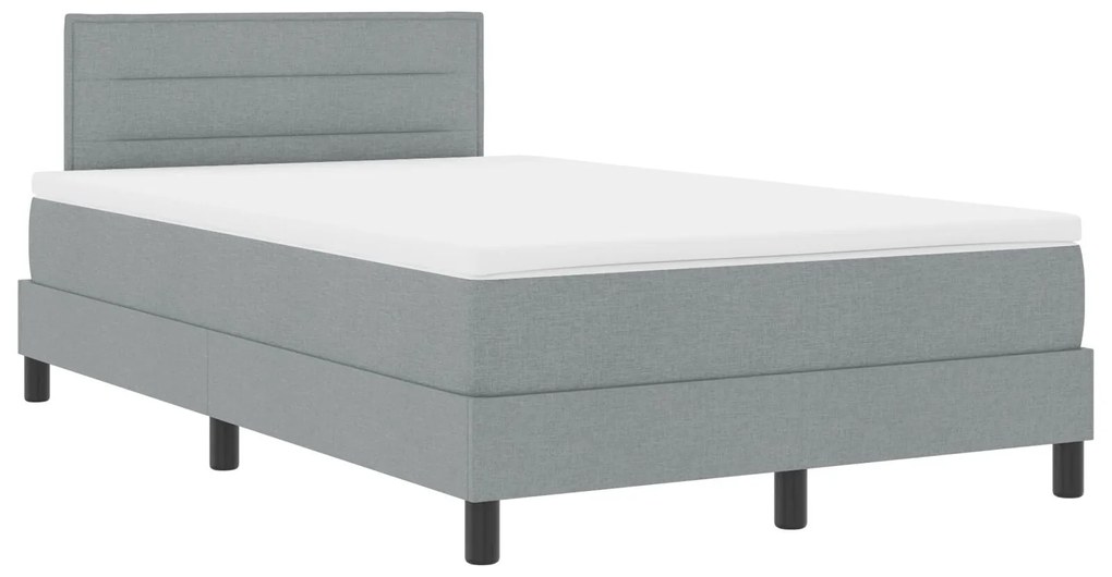 Cama Box Spring com Colchão Cinza Claro 120x200 cm Tecido