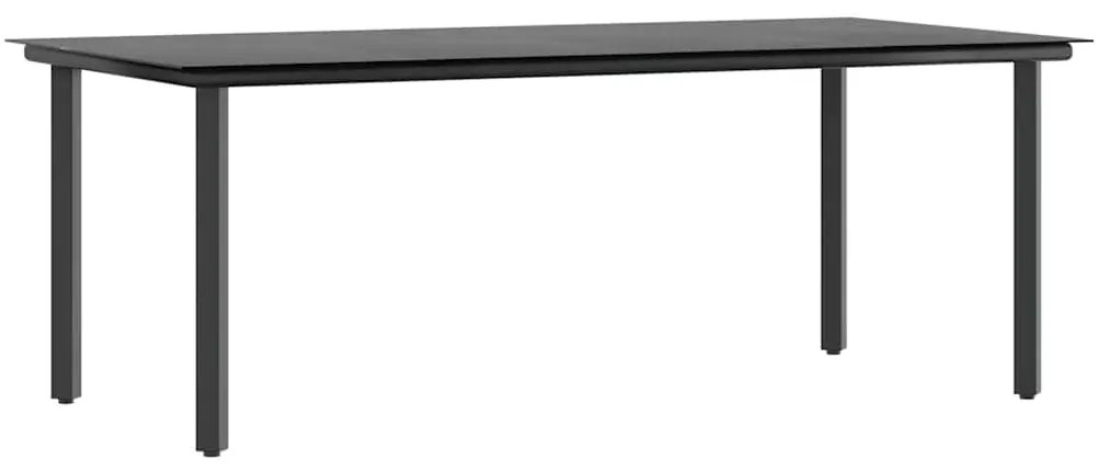 Conjunto de jantar jardim 9 peças almofadas vidro vime PE preto