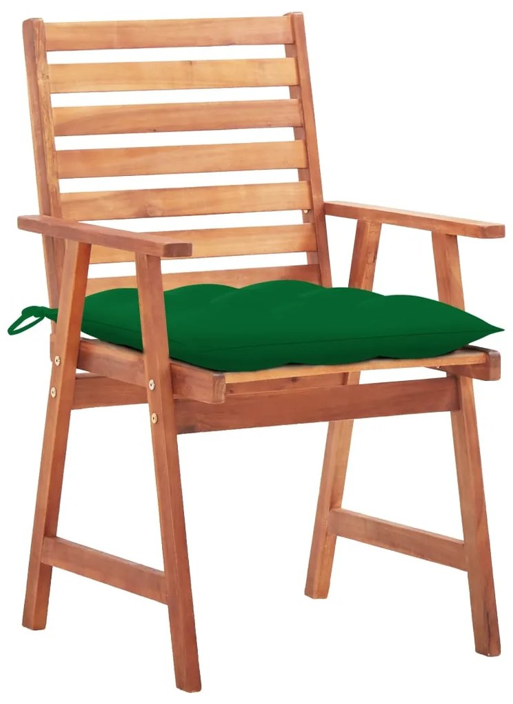 Cadeiras de jantar p/ jardim 3 pcs c/ almofadões acácia maciça