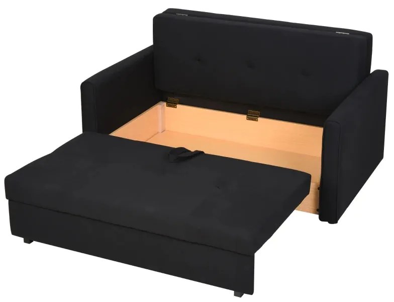 Sofá Cama "Lumis" com Armazenamento Oculto - Preto - 152x101x81 cm - A