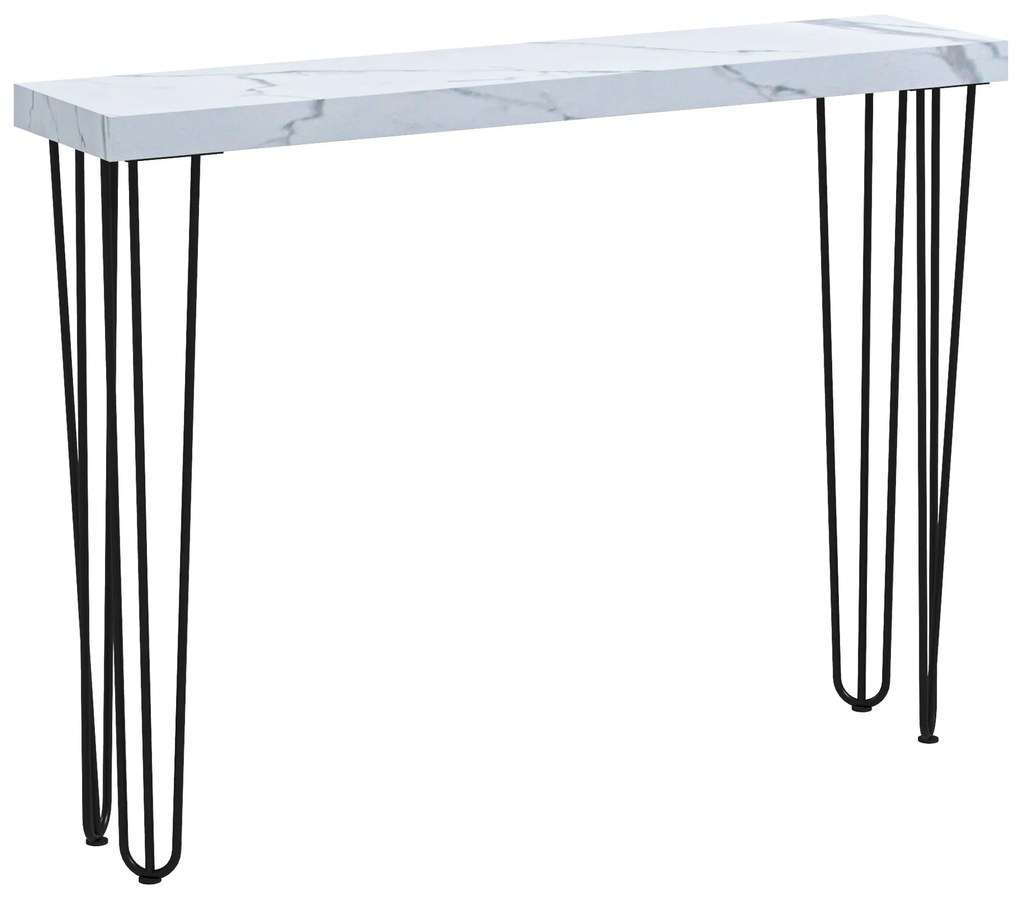 Mesa Consola Moderna Mesa de Entrada com Patas de Aço Anti-Tombo Móvel de Entrada 110x25x79,5 cm Branco