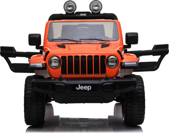 Carro elétrico para crianças até 5 anos Jeep Wrangler Rubicon, 12V, pneus EVA, com bateria de lítio, controlo remoto Laranja
