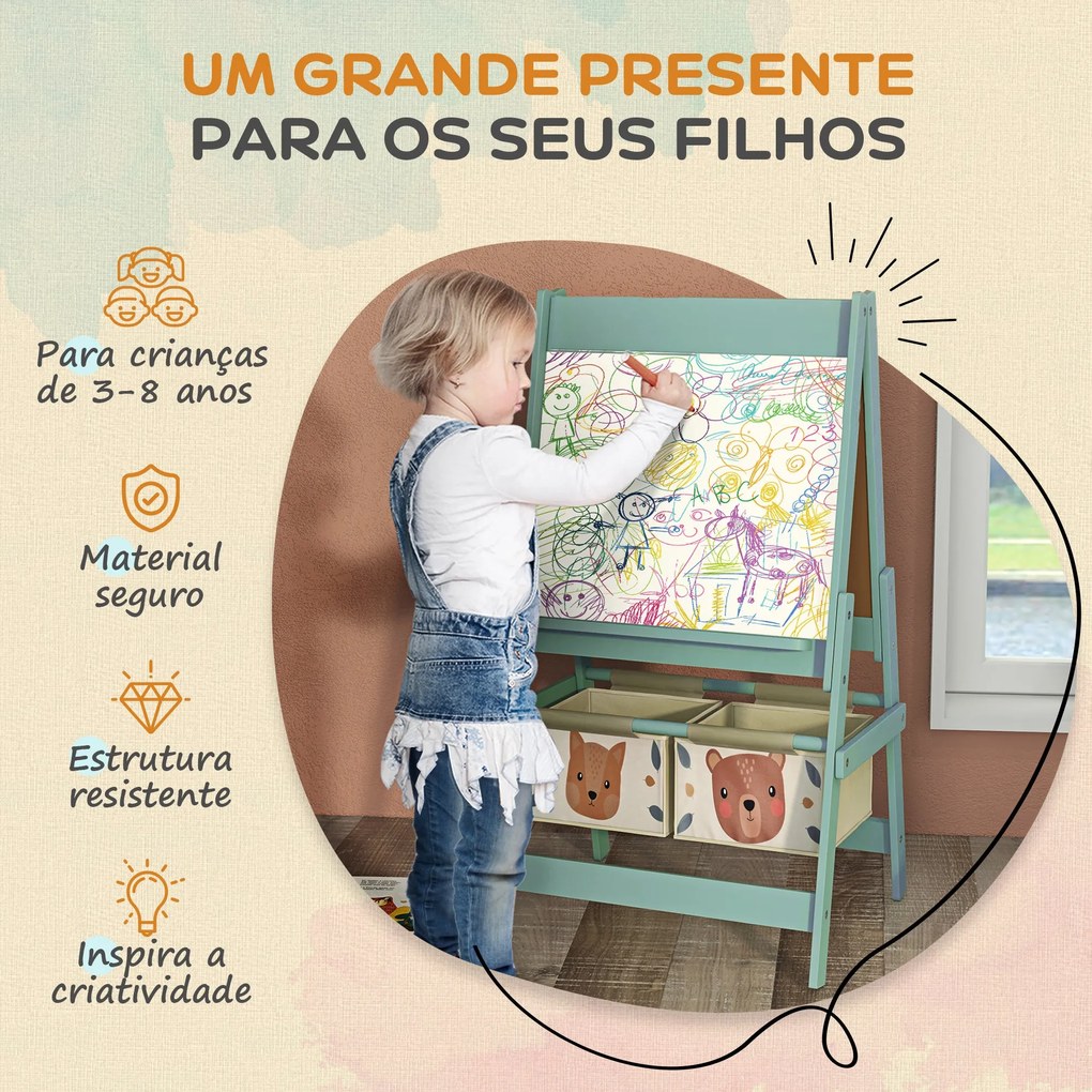 AIYAPLAY Cavalete para Crianças 3 em 1 Cavalete Infantil de Dupla Face