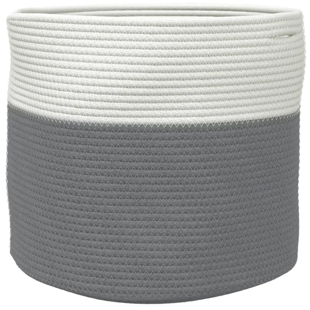 Cesto de arrumação Ø40x35 cm algodão cinzento e branco