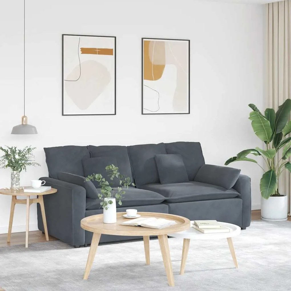 vidaXL Sofá modular com almofadas cinzento-escuro