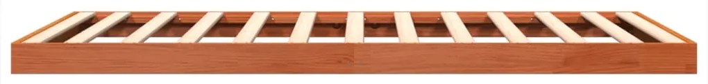 Estrutura de cama 140x190 cm madeira pinho maciça castanho cera