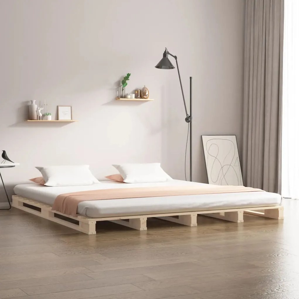 vidaXL Cama de paletes 160x200 cm pinho maciço