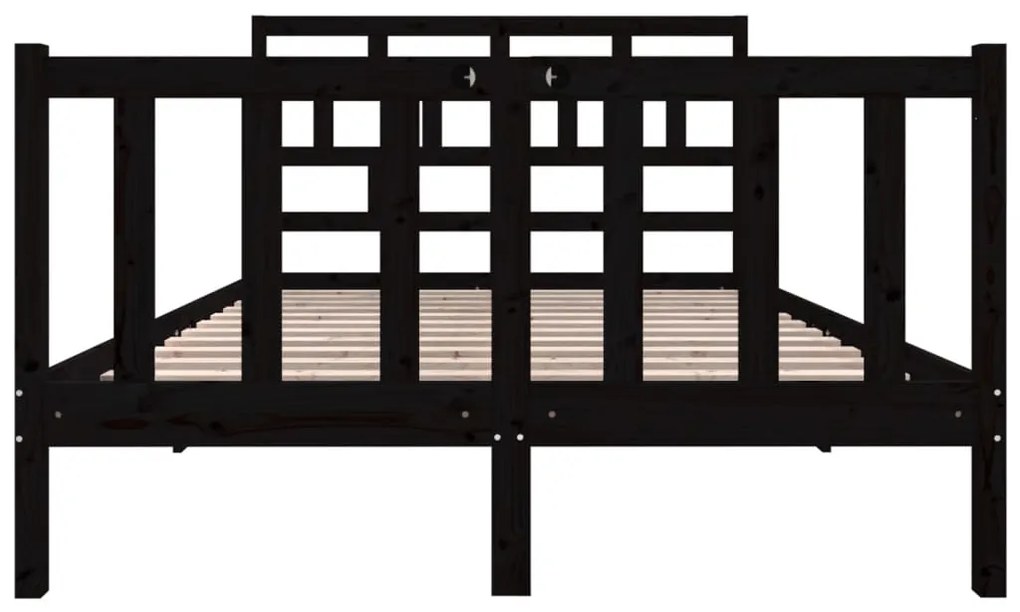 Estrutura de cama 140x190 cm madeira de pinho maciça preto