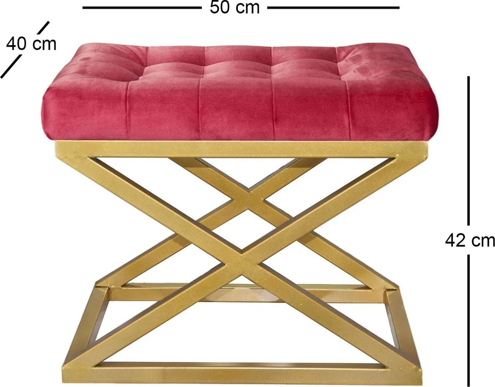 Pouffe Capraz – Gold Red – 50 cm x 42 cm x 40 cm