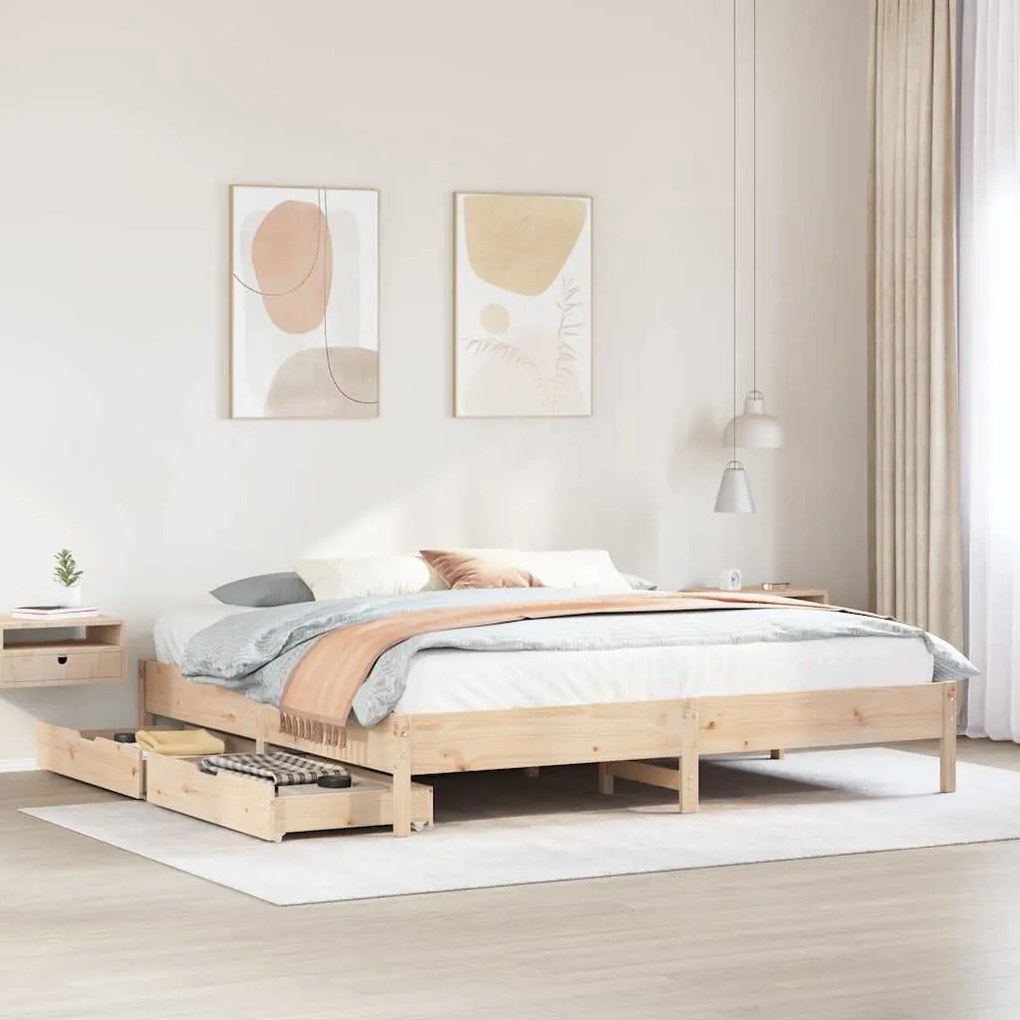 vidaXL Cama sem colchão 200x200 cm madeira de pinho maciça