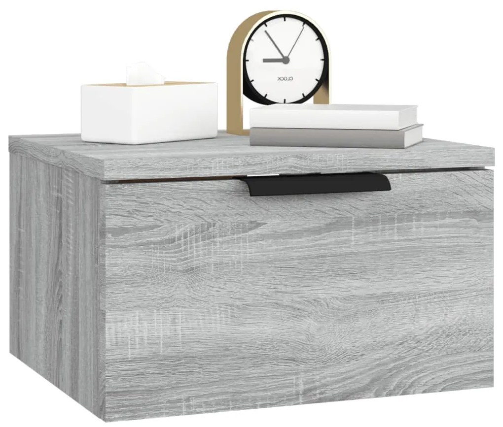 Mesa de cabeceira de parede 34x30x20 cm cinzento sonoma