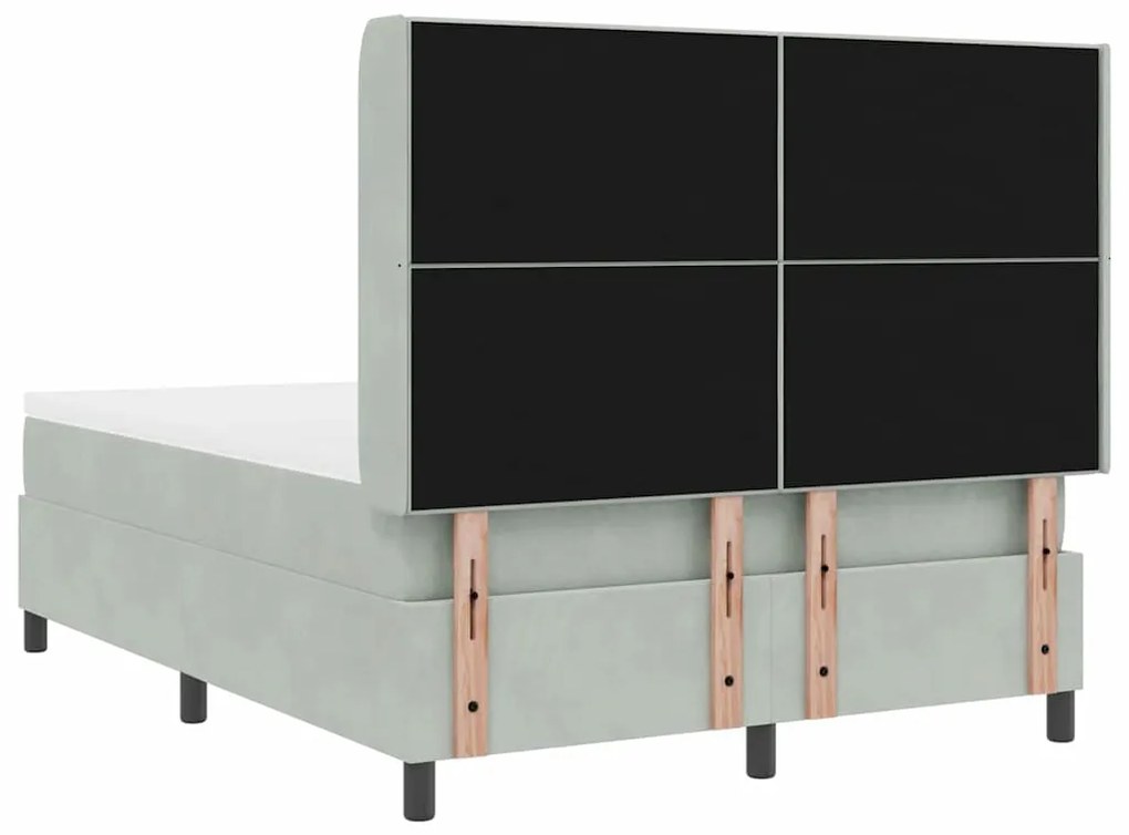 Cama Box com Colchão vidaXL Cinza Claro 140x190 cm Veludo