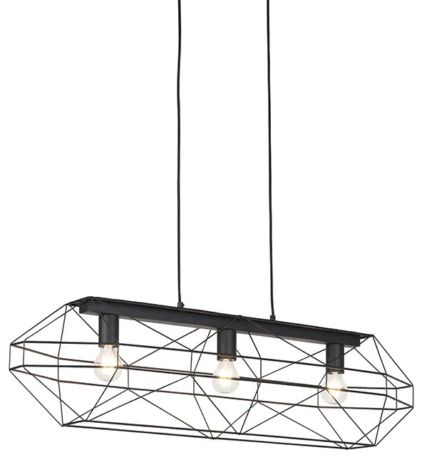 Candeeiro de suspensão industrial preto 3 luzes - Carcass