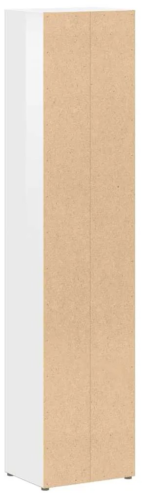 Armários CD 2 pcs 21x16x93,5cm contraplacado branco brilhante