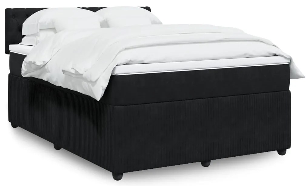 vidaXL Cama com molas/colchão 140x200 cm veludo preto
