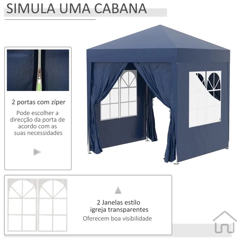 Tenda de Jardim Dobrável com Janelas - 2x2m