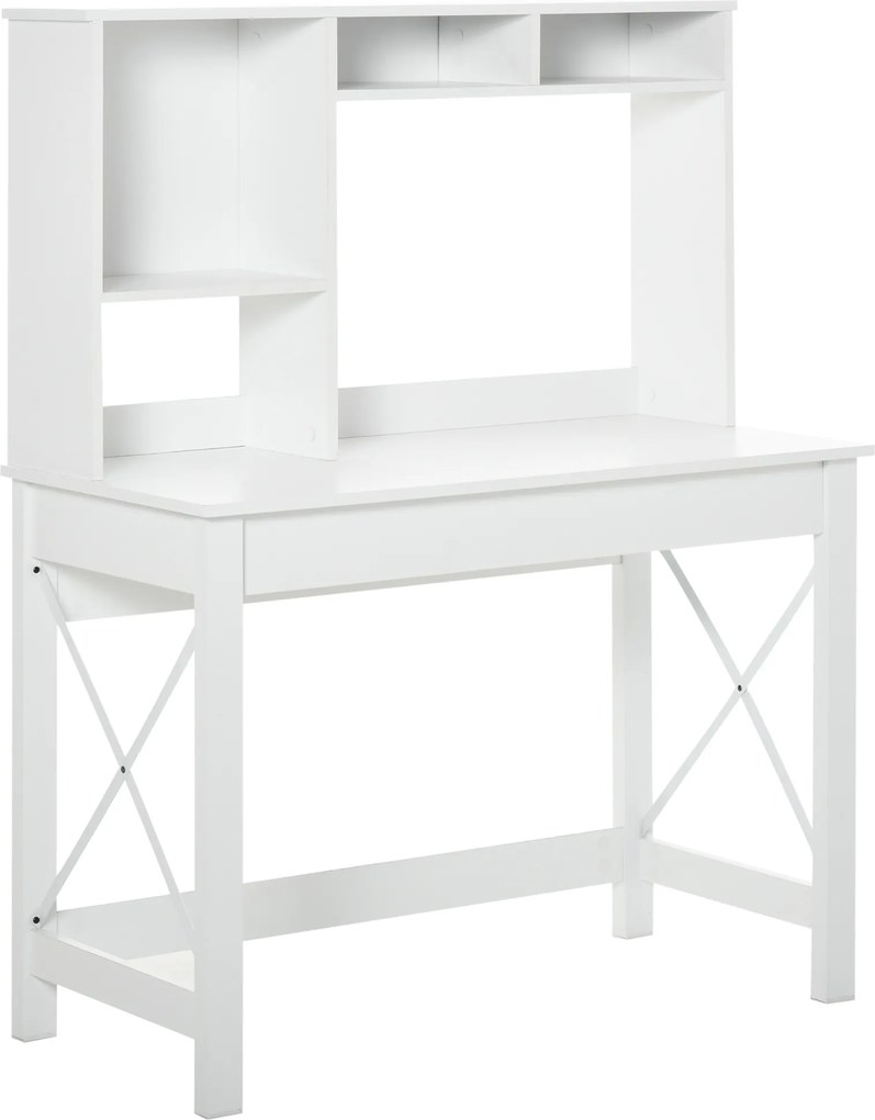 HOMCOM Secretária Biblioteca 2 em 1 Branco 105x50x137,5 cm Branco | Aosom Portugal