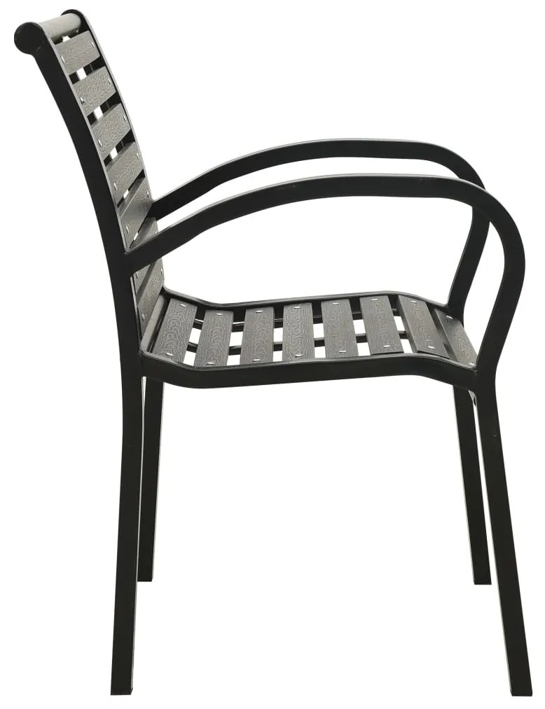 Cadeiras de jardim 2 pcs aço e WPC preto