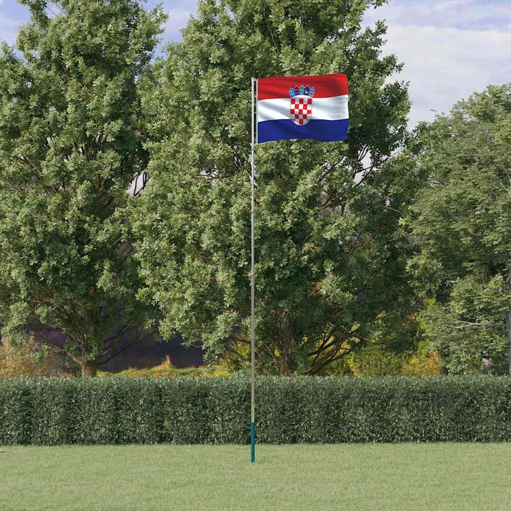 vidaXL Bandeira da Croácia e mastro 5,5 m alumínio