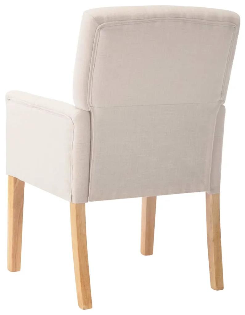 Cadeiras de jantar com apoio de braços 2 pcs tecido bege