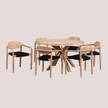 Conjunto de Mesa Redonda (Ø120 cm) e 6 Cadeiras de Jantar - Sklum
