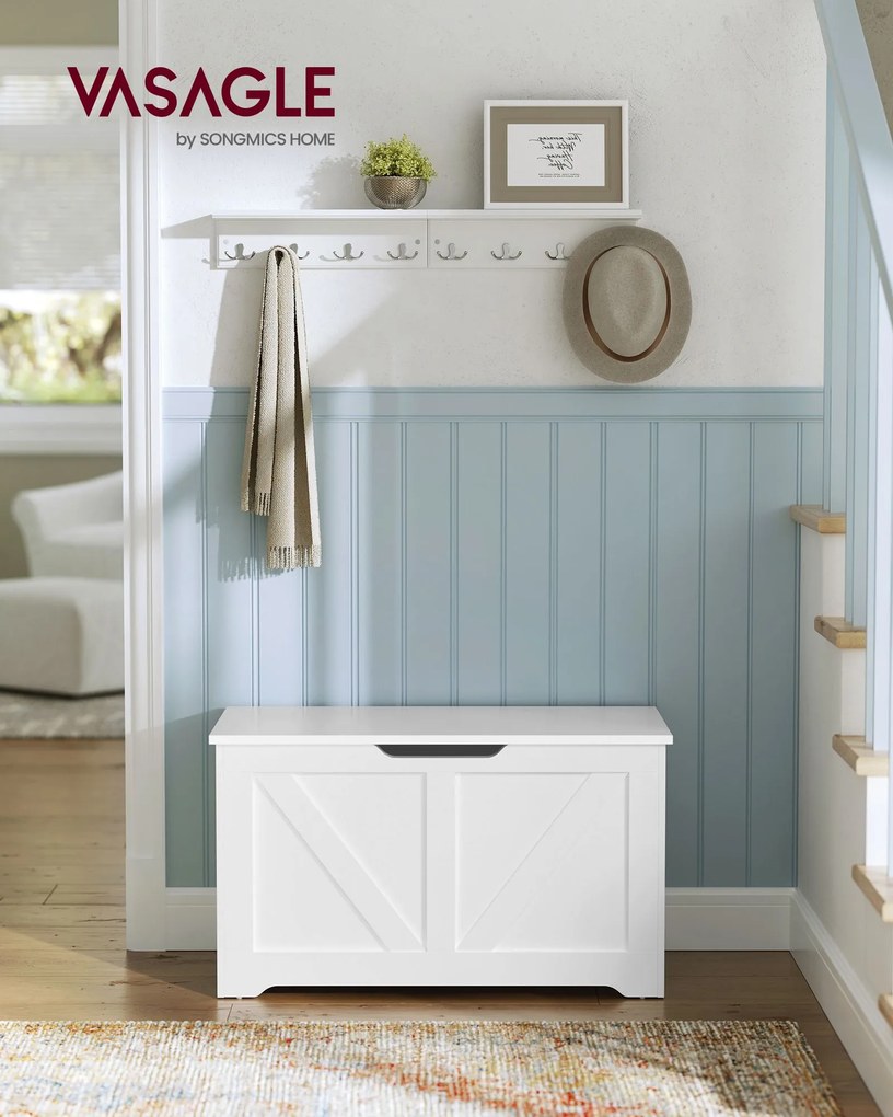 Banco com espaço de arrumação estilo celeiro 40 x 80 x 46 cm branco
