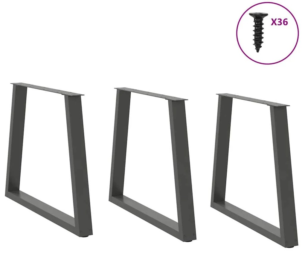 Pés para mesa de jantar em forma de V, 3 peças, antracite, 80x(72-73,3