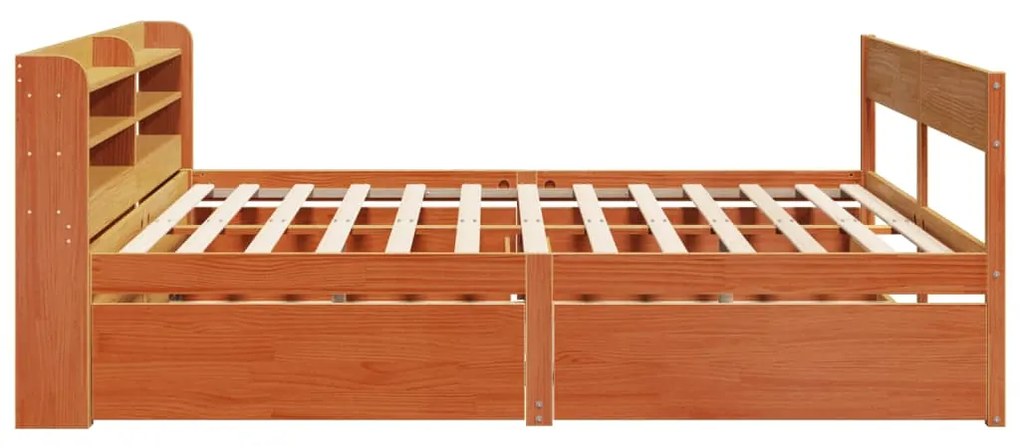 Cama sem colchão 200x200 cm pinho maciço castanho-mel