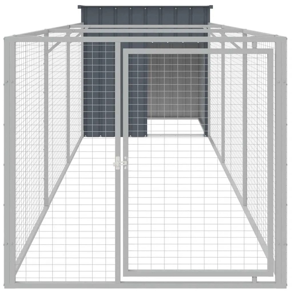 Casota p/ cães c/ parque 110x405x110 cm aço galvaniz. antracite