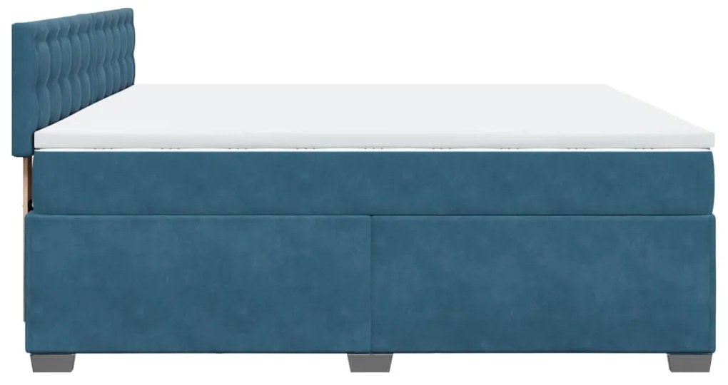 Cama com molas/colchão 200x200 cm veludo azul