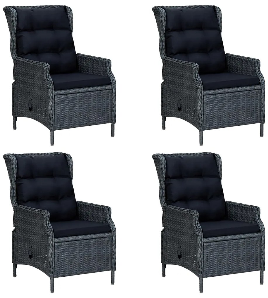 5 pcs conjunto de jantar para jardim cinzento-escuro