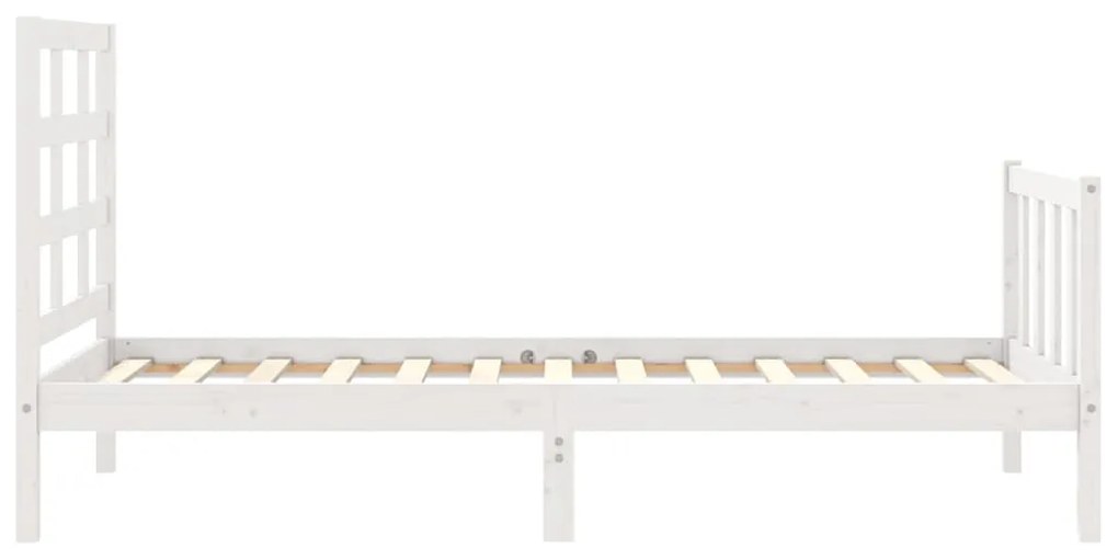 Estrutura de cama com cabeceira 90x190 cm madeira maciça branco