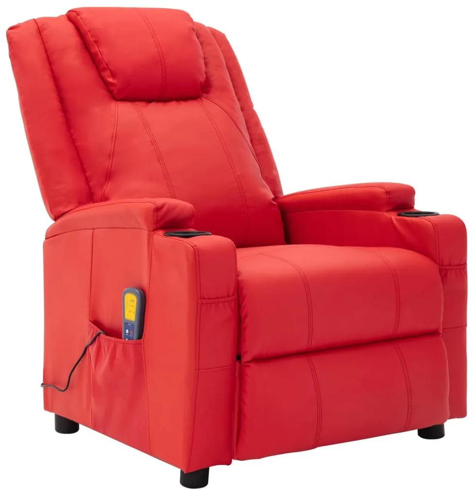 321316 vidaXL Poltrona massagens reclinável couro artificial vermelho
