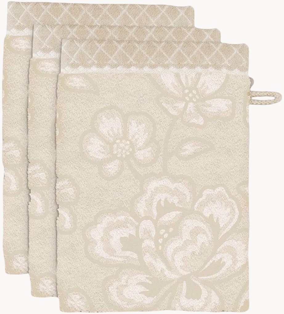 Toalhas em algodão felpudo Jasmin Jacquard, conjunto de 3