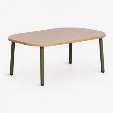 Mesa De Centro Oval Para Jardim 90x60 Cm Em Aço Zunika Verde Azeitona Intenso - Sklum