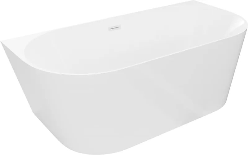 Mexen Oval Slim banheira independente encostada à parede 170 x 80 cm, branca, transbordamento branco - 52661708000-20