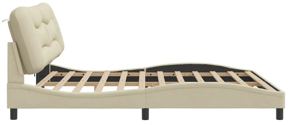 Estrutura de cama com LED sem colchão 200x200 cm tecido creme